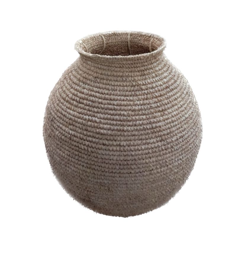 Woven Grasss Vase in Natural by Maryani Craft