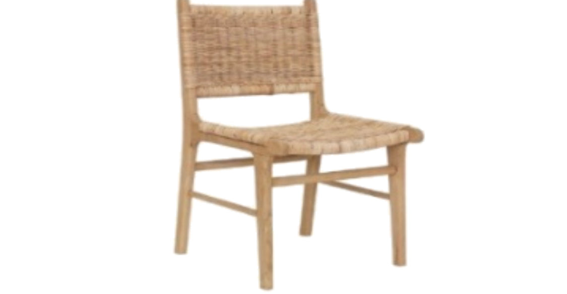 Teakwood Chair with Natural Rattan Webbing by Permatani