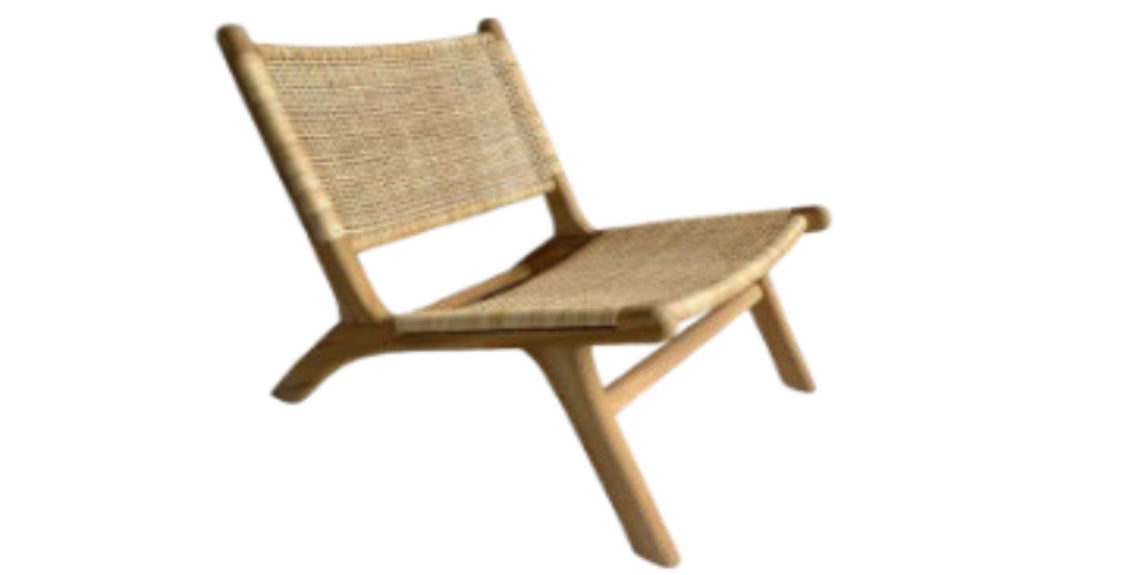 Teakwood Chair with Natural Rattan Webbing by Permatani